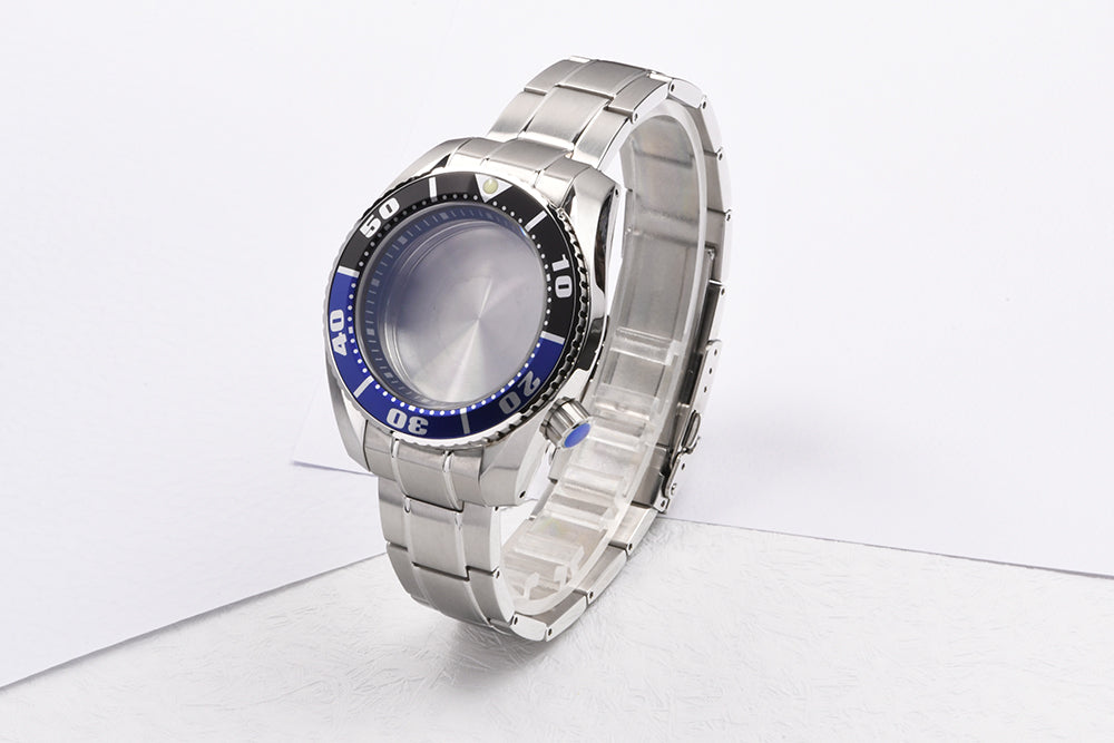 HEIMDALR Watch Parts Solid 42mm Polished Stainless Steel SBDC/Sumo Case Blue Black Bezel Sapphire Suitable For NH35/36 Movement