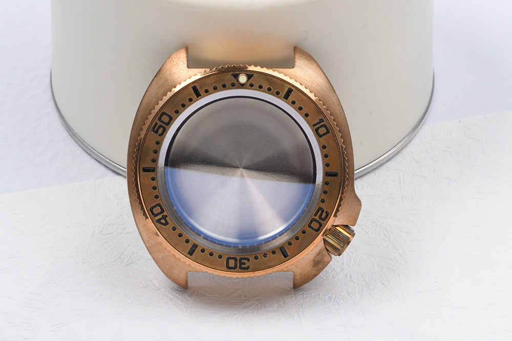 HEIMDALLR CUSN8 Bronze Turtle 6105 Watch Modify Parts Vinatge 44mm Diver Watch Case Sapphire Glass Suitable For NH35/36 Movement
