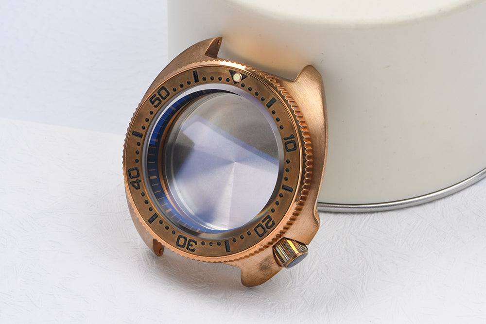 HEIMDALLR CUSN8 Bronze Turtle 6105 Watch Modify Parts Vinatge 44mm Diver Watch Case Sapphire Glass Suitable For NH35/36 Movement